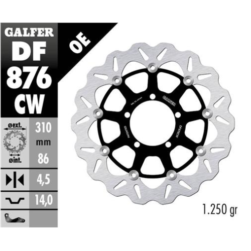 disco de freno delantero galfer df876cw wave flotante 310x4 5 mm