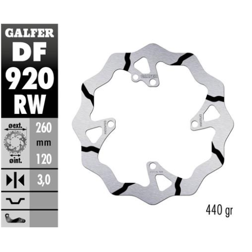 disco freno moto galder wave fijo 260x3mm df920rw