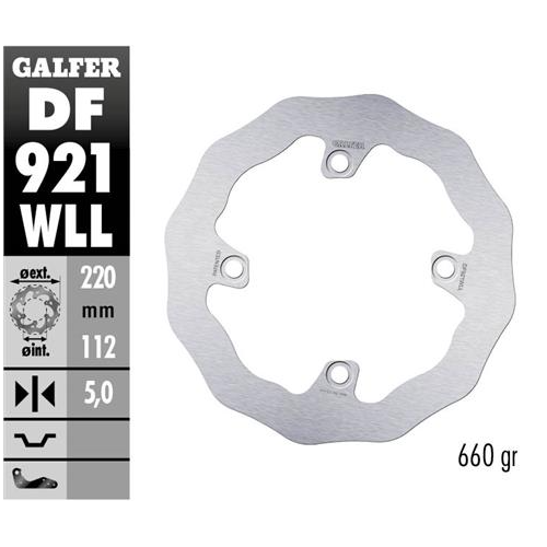 disco freno trasero galfer df921wll wave solido 220x5 mm sherco enduro 4 tornillos o130