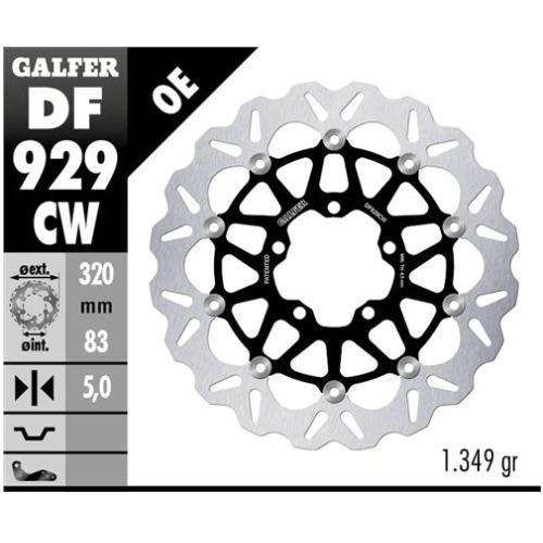 disco de freno flotante galfer floatech road df929jcw o 320 mm
