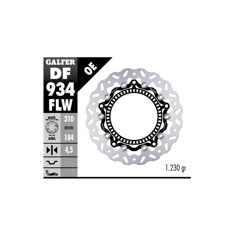 disco freno moto galfer wave flotante compl df934