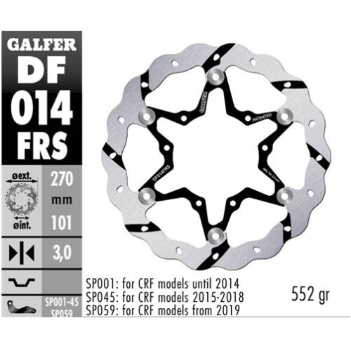 disco freno moto flotante galfer wave 270x3mm df01