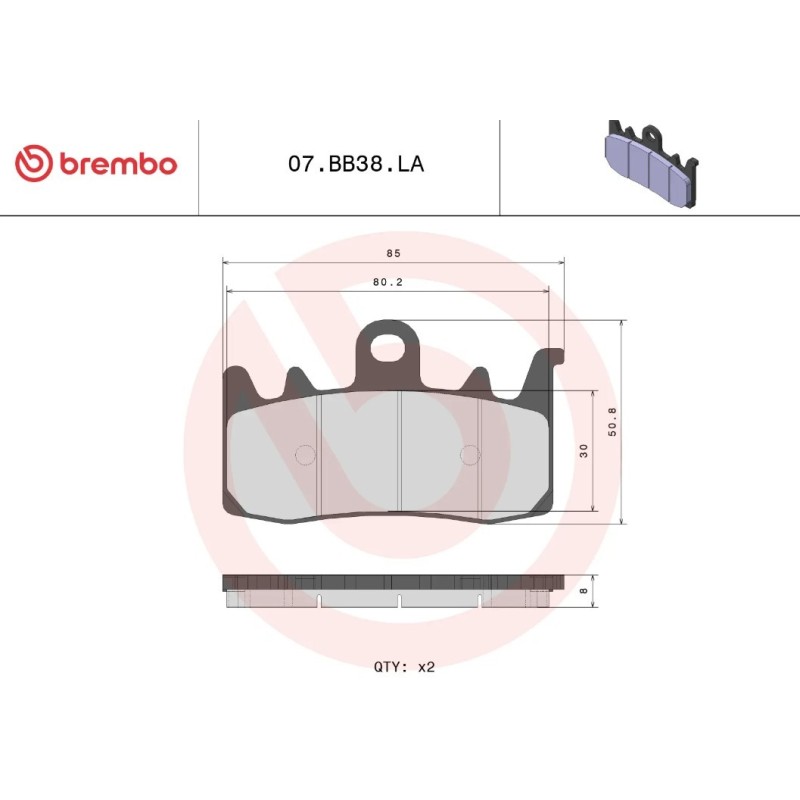 pastillas brembo 07bb38la sinterizado delantero