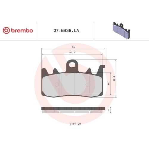 pastillas brembo 07bb38la sinterizado delantero