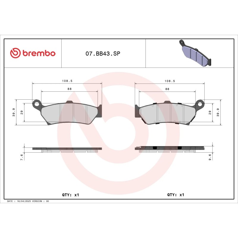 pastillas de freno traseras brembo 07bb43sp sinterizadas para bmw r 1300 gs