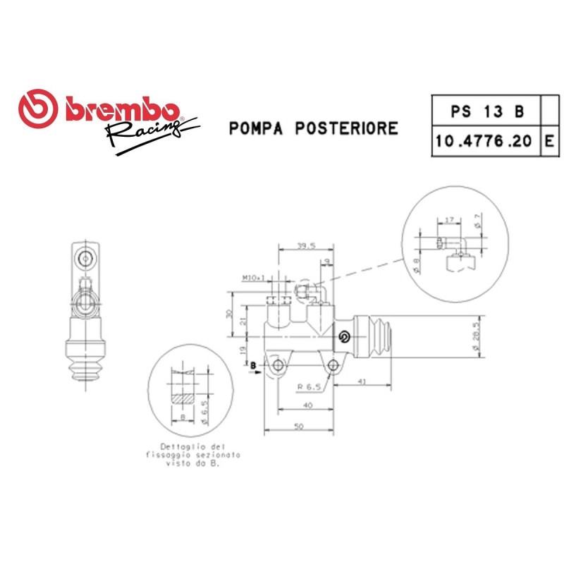bomba de freno trasero brembo ps13b 10477620
