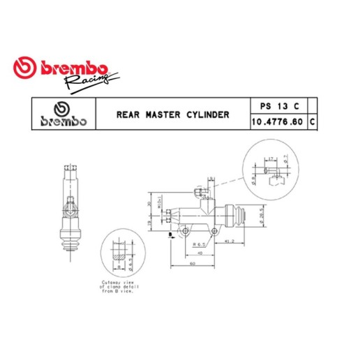 bomba de freno trasera brembo ps13c negro 40 mm 10477660