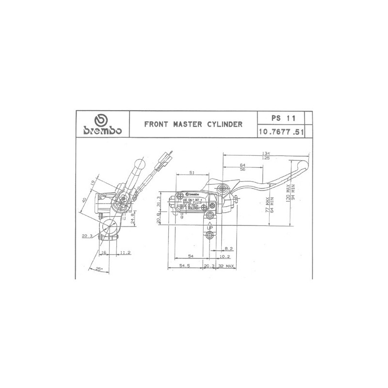 bomba de freno delantero brembo ps11 offroad con interrupotor stop 10767751
