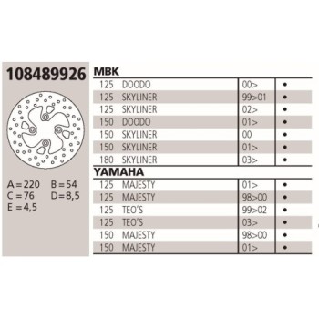 disco brembo genuine yamaha125 150 majesty 108489926