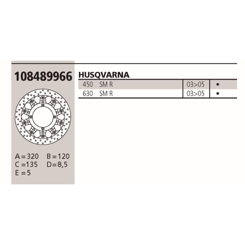 disco de freno brembo genuine husqvarna smr 108489966