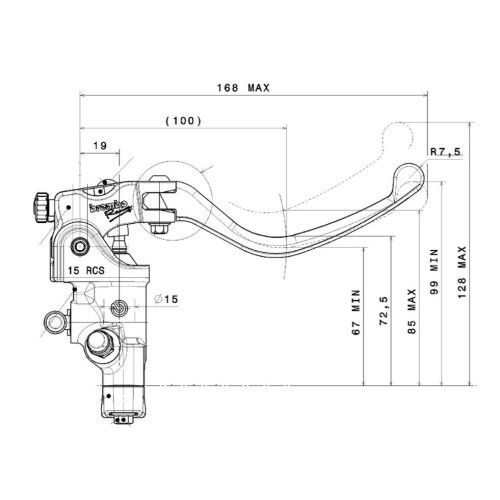 bomba de freno brembo racing hpk 15rcs maneta corta compatible abs 110a26320