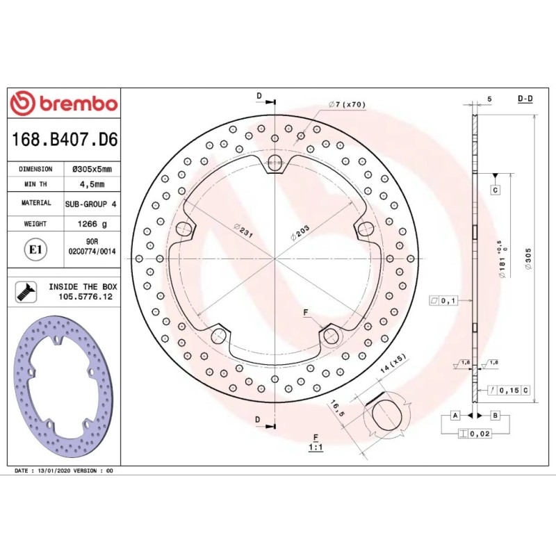 disco de freno moto brembo fijo serie oro 168b407d6