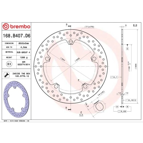 disco de freno moto brembo fijo serie oro 168b407d6