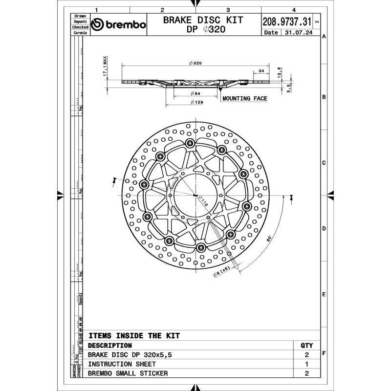 disco de freno brembo supersport flotante o320 mm 208973731