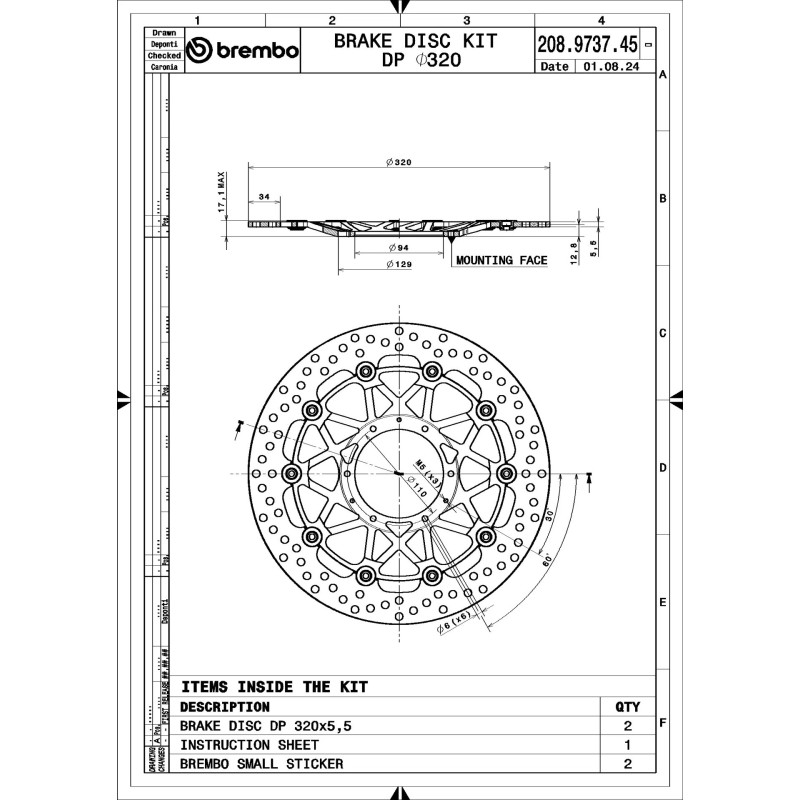 pareja discos de freno brembo racing 320 supersport 208973745