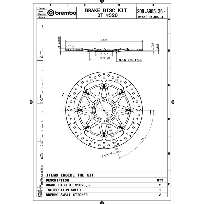 pareja de discos de freno delanteros brembo 208a98536 t drive flotantes 320 x 5 5 mm para