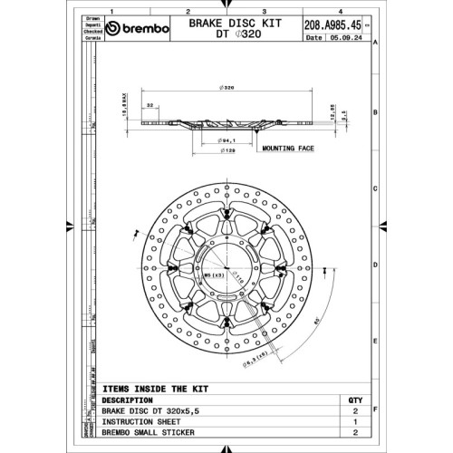discos de freno delanteros brembo 208a98545 t drive 320 mm flotantes