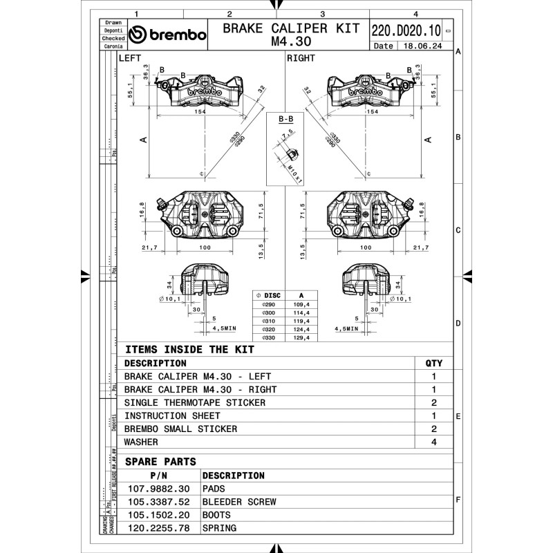 kit de pinzas de freno brembo stylema 220d02010 izquierda y derecha titanio 100 mm