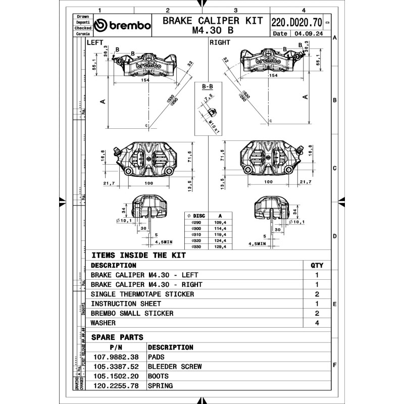 kit de pinzas de freno brembo stylema 220d02070 izquierda y derecha negro 100 mm