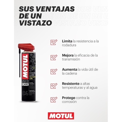 lubricante de cadena motul c4 chain lube factory line 114836 aerosol 100 ml