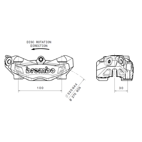pinza brembo m32 derecha izquierda 100mm 920b69007