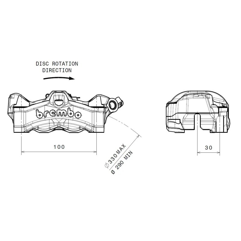 pinza brembo stylema aluminio y rojo derecha 100mm 920d02095