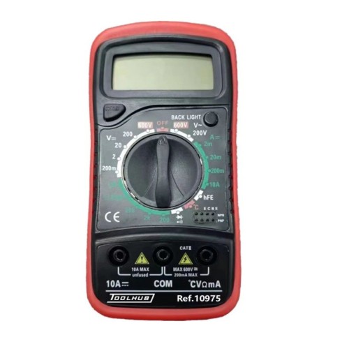 multimetro digital con termometro toolhub 10975 cat iii 600 v