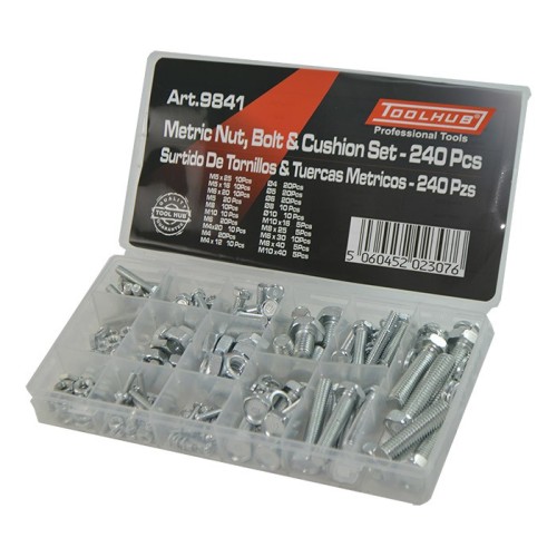 surtido tornillos y tuercas metricas toolhub 9841 para moto automocion 240 pzs