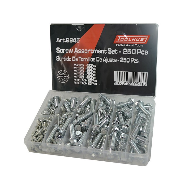 surtido tornillos metricos toolhub 9845 para moto automocion 250 pzs