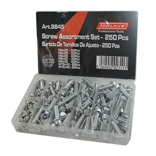 surtido tornillos metricos toolhub 9845 para moto automocion 250 pzs