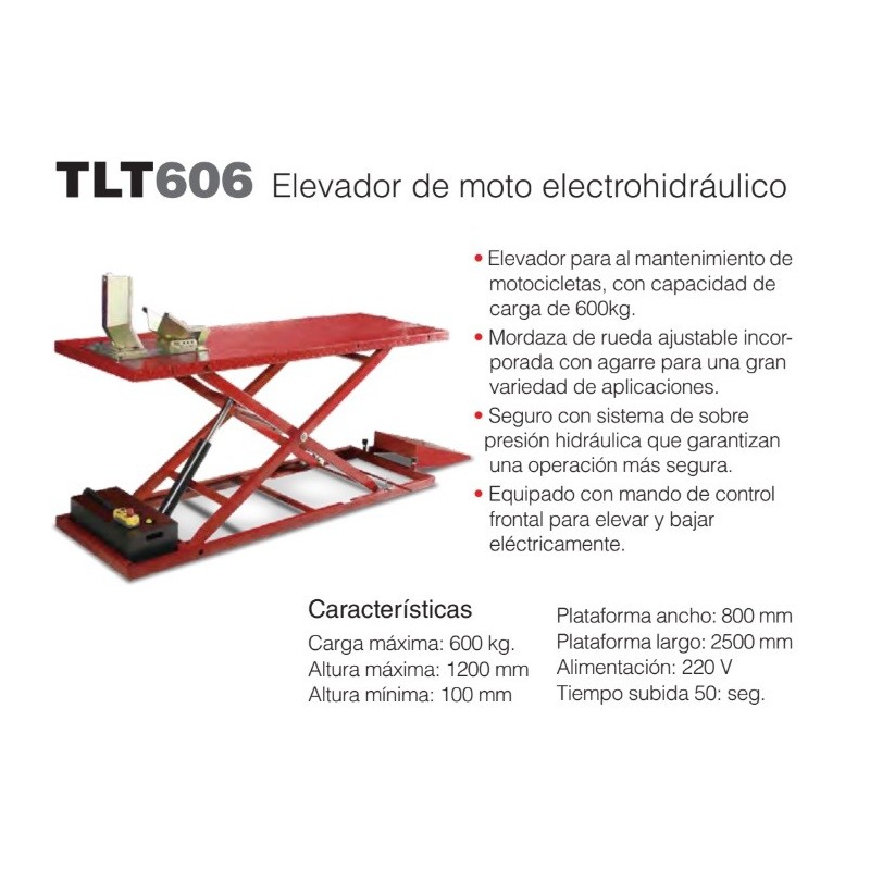 elevador electrohidraulico para motos launch tlt606 600 kg