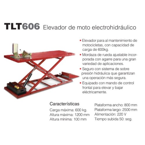elevador electrohidraulico para motos launch tlt606 600 kg