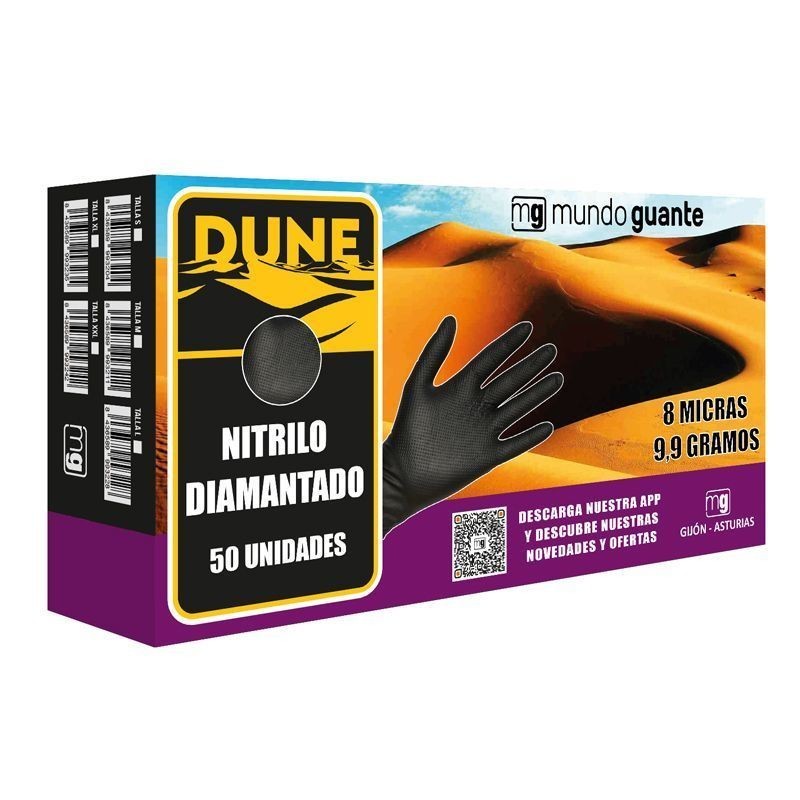 guantes de nitrilo d10080l dune negros diamantados 100 uds