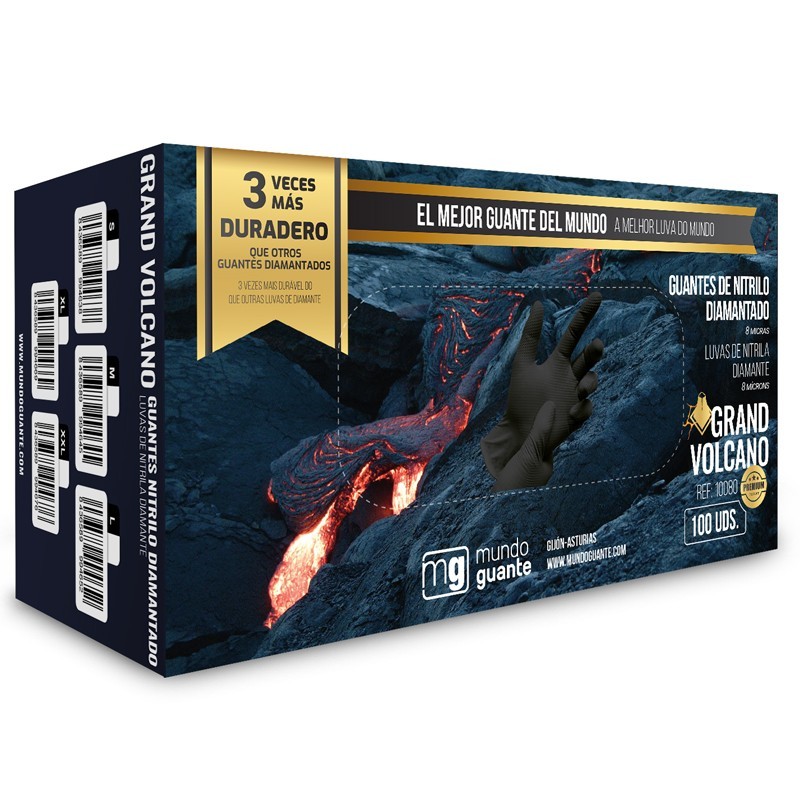 guante de nitrilo diamantado 9980 volcano negro 100 unidades