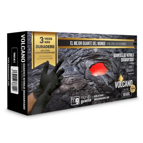 guante de nitrilo diamantado 9980 volcano negro 100 unidades