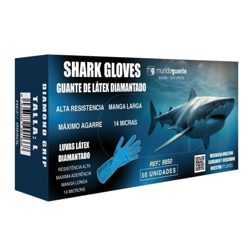 guantes de latex 9950 shark azules diamantados 50 uds