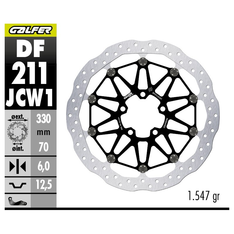disco de freno delantero galfer df211jcw1g03 wave floatech racing 330 x 6 mm
