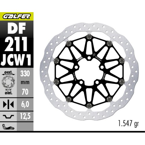 disco de freno delantero galfer df211jcw1g03 wave floatech racing 330 x 6 mm