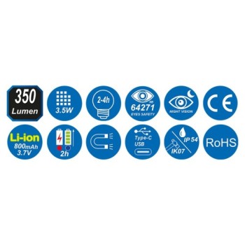 linterna led de bolsillo cob de 3 w y smd de 1 2 w 350 y 120 lm king tony 9ta282a 2