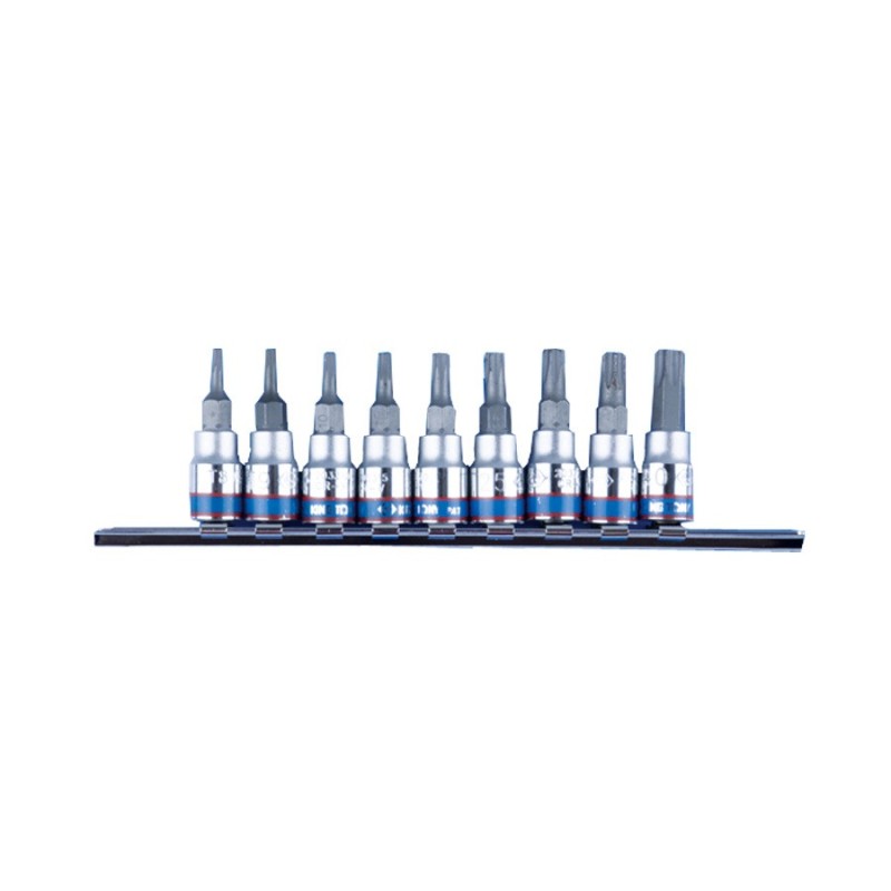 juego de 9 vasos con punta torx y cuadradillo de 1 4 pulgadas sobre carril king tony 2109p