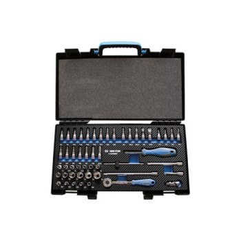 juego metrico de vasos de 6 caras y accesorios de 1 4 pulgadas 50 piezas king tony 2550mr