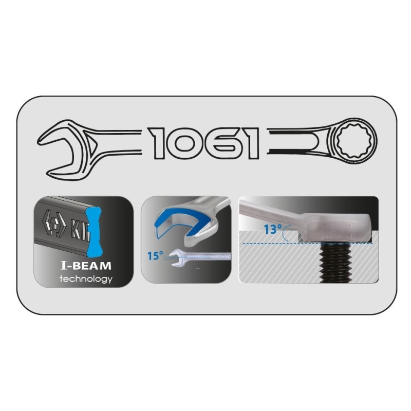 llave mixta larga 17 mm king tony 106117 72 dientes din 3113