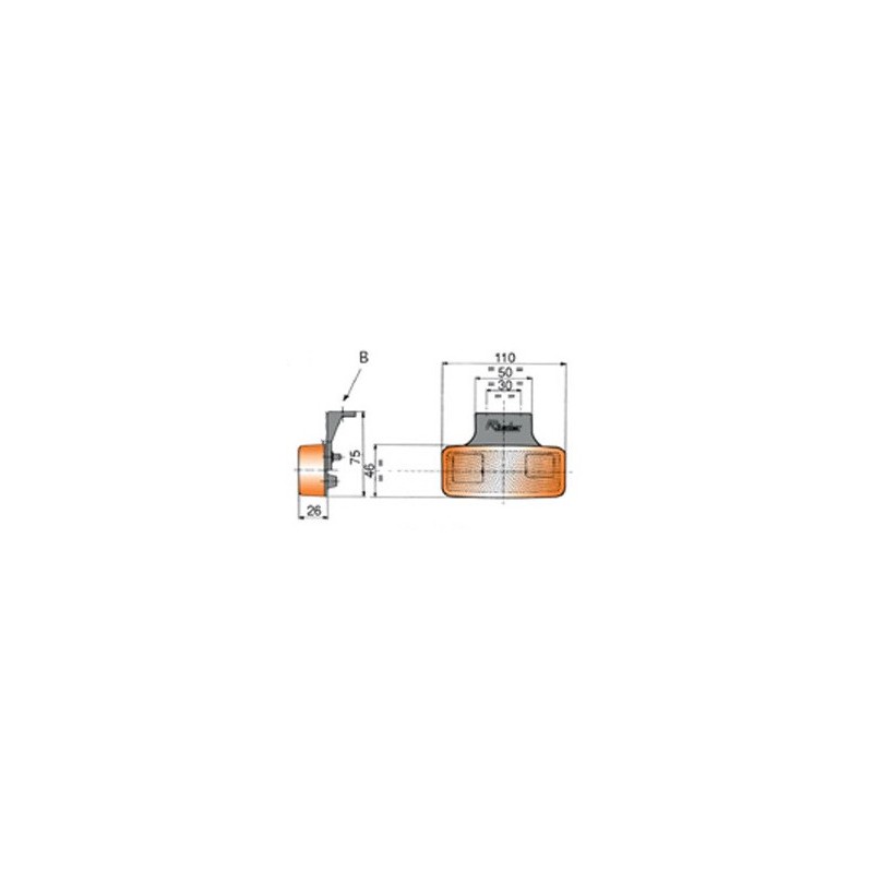 luz de posicion lateral rinder 17200 ambar con escuadra y catadioptrico