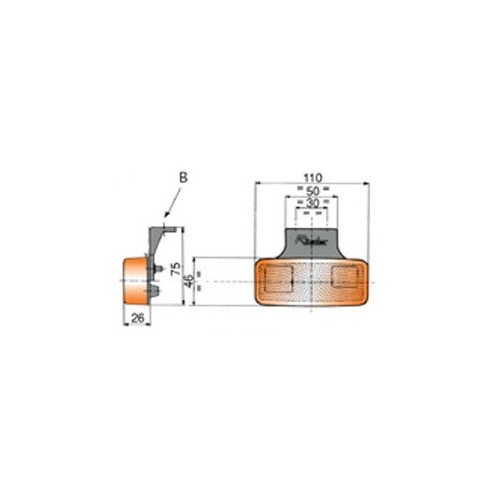 luz de posicion lateral rinder 17200 ambar con escuadra y catadioptrico