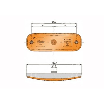 luz de posicion lateral rinder 71500 led ambar con catadioptrico 12 24 v 2