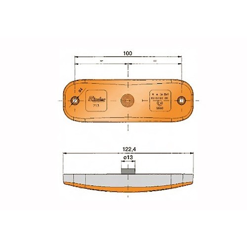 luz de posicion lateral rinder 71500 led ambar con catadioptrico 12 24 v