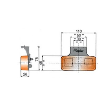 luz de posicion lateral rinder 17210 ambar con escuadra invertida y catadioptrico 2