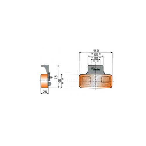 luz de posicion lateral rinder 17210 ambar con escuadra invertida y catadioptrico