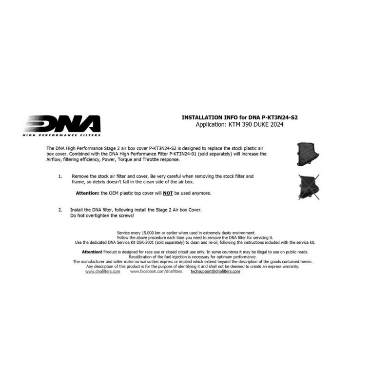 filtro de aire y kit admision dna para husqvarna svartpilen 125 p kt3n24 s2 combo
