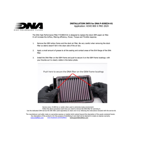 filtro de aire dna para kove 800 x p kv8e24 01